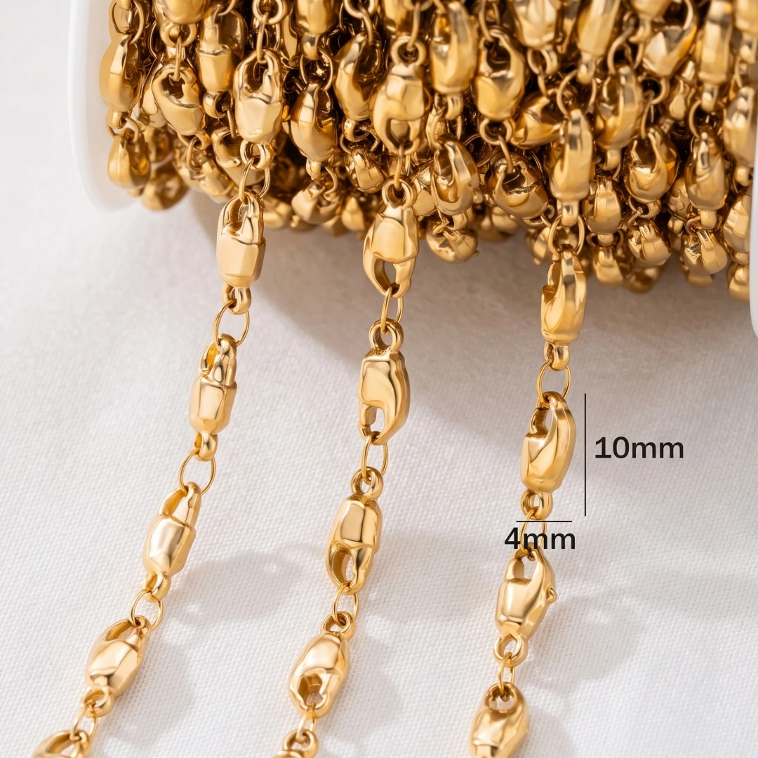 0,5 Meter/1 Meter Gold Seestern Delfin Schmuckkette Edelstahlkette Großpackung klobige Gliederketten für Halsketten Armbänder Bastelarbeiten – Detail 6