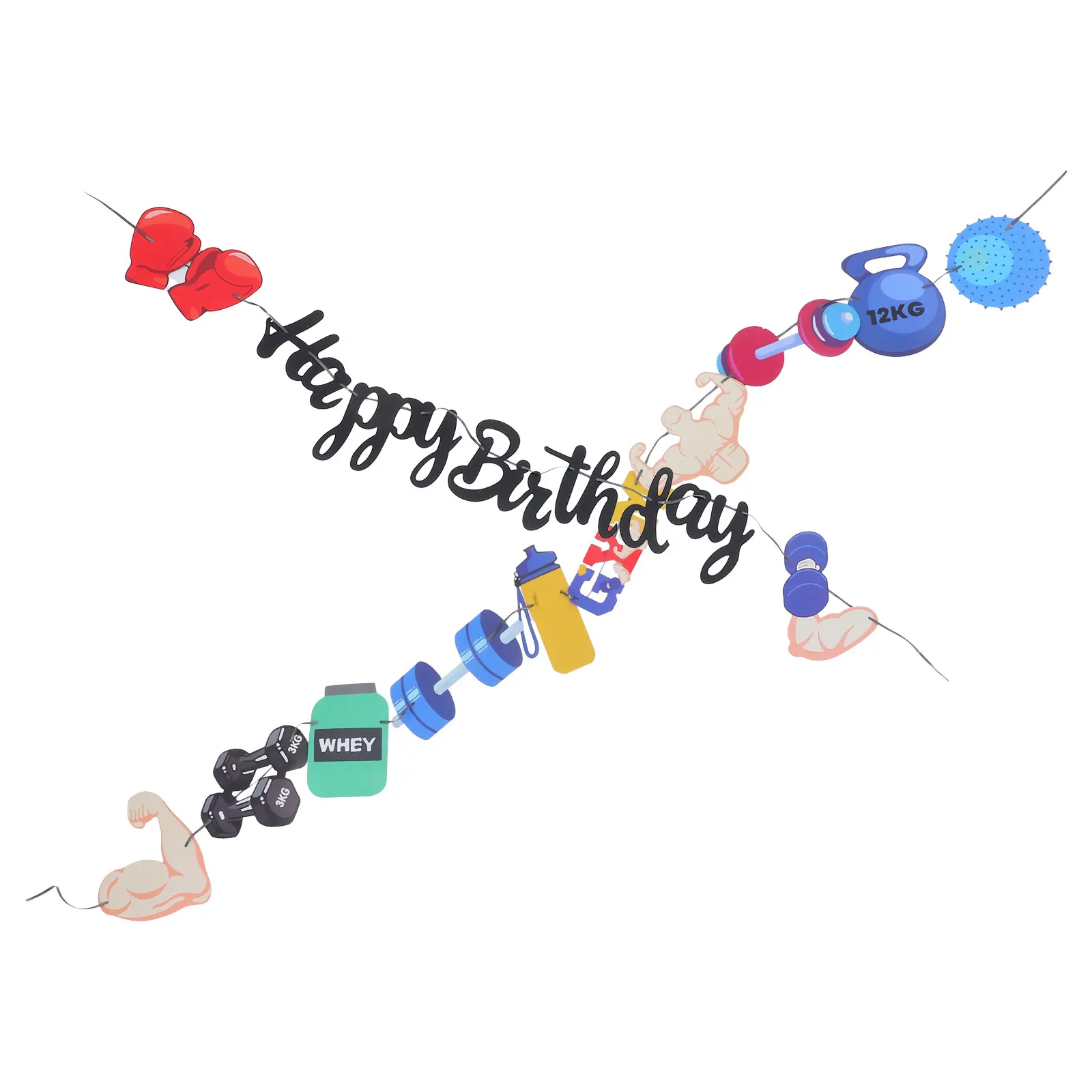 

Gym Party Banners Cute Sport Room Decorations Birthday The Fitness Theme for Men Paper