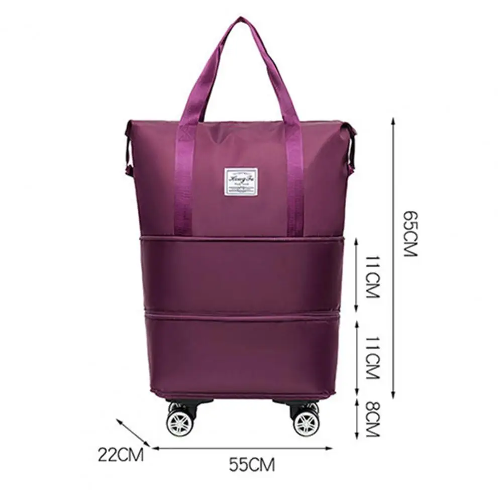 Travel Bag with Wet/dry Compartments Waterproof Expandable Travel Luggage Bag with Wheels Portable for Shopping for Overnight