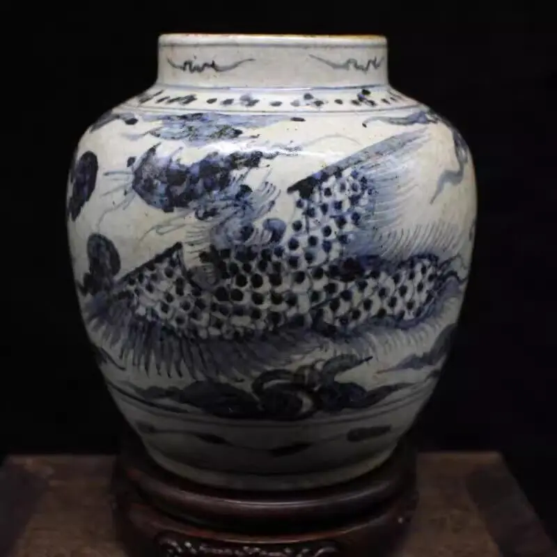 

Chinese Ming Blue and White Porcelain Jar Phoenix Pattern Pot 6.50 inch