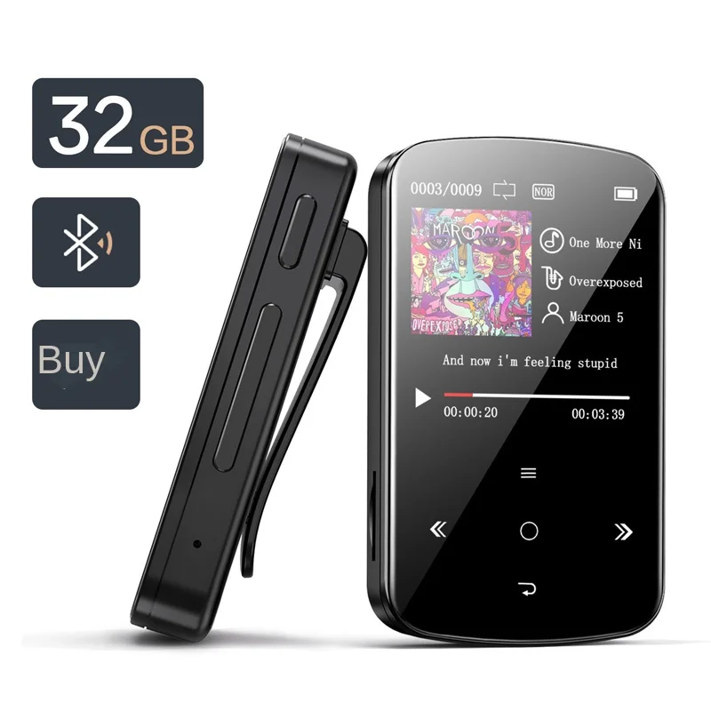 

8-128GB Touch Bluetooth4.2 MP3 Player FM Radio MP4 HiFi Music Player Sport Portable Ultrathin Screen E-book Recorder Video Clock