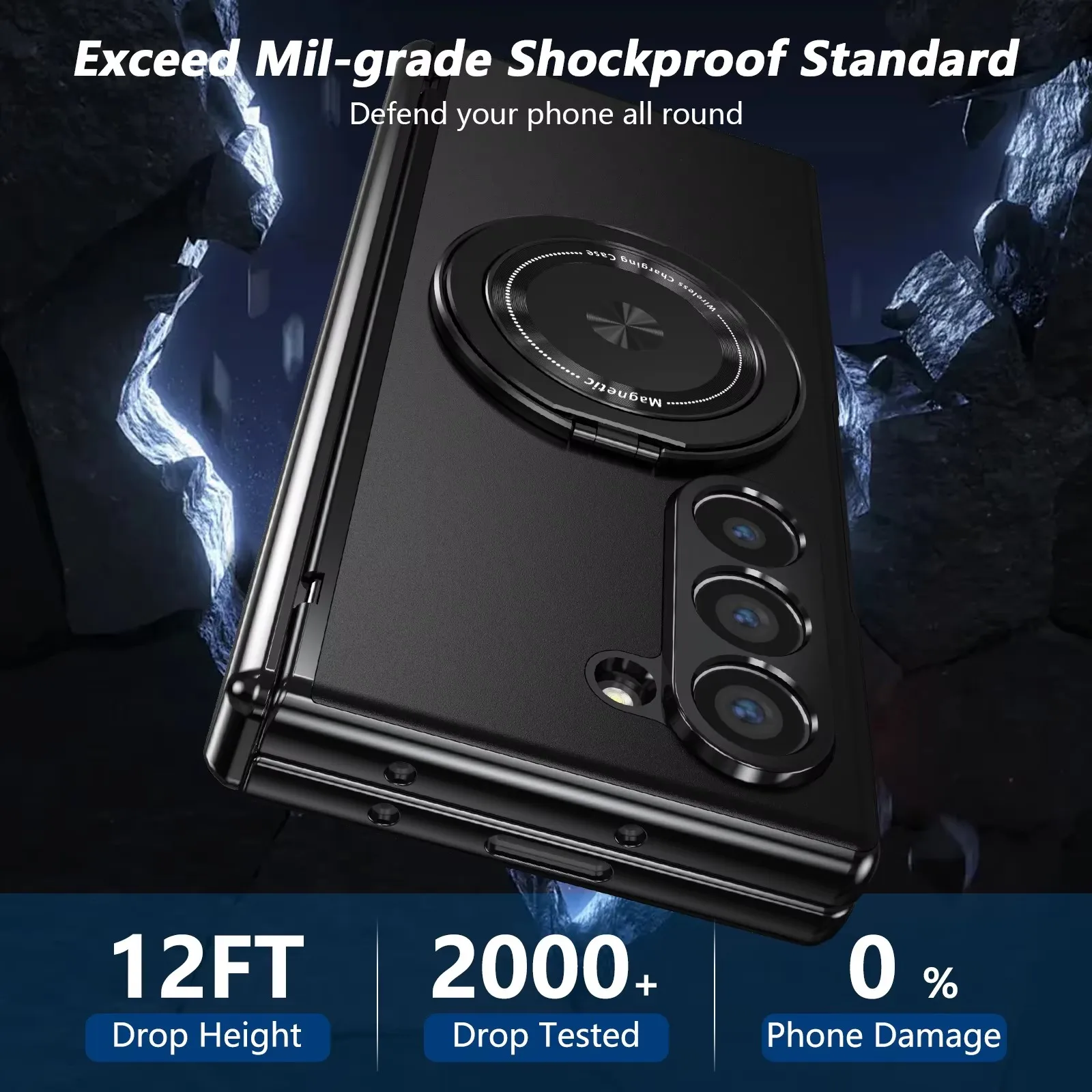 

For Samsung Galaxy Z Fold 7 6 5 4 3 5G Magsafe Magnetic Hinge Phone Case 360°Full Screen Protective Ring Holder Shockproof Cover