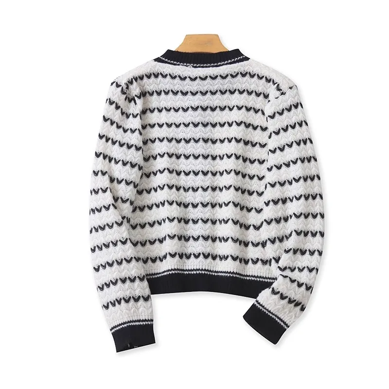 Faionable Long Sve Knitwear Cardigan Autumn Winter New Sle Small Fraance Wind Button Large Size Wave Simple Outerwear