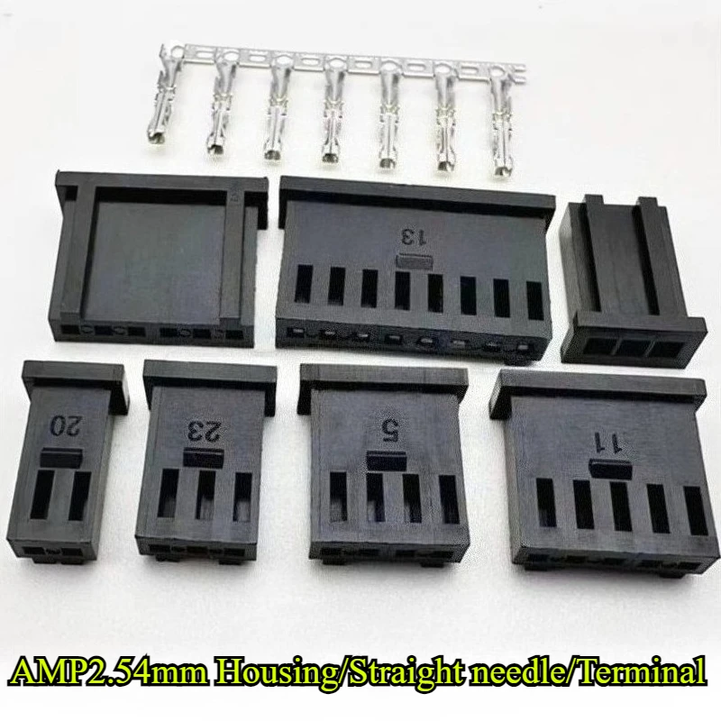 10-100 قطعة أسود AMP2.54mm الإسكان/إبرة مستقيمة 2P/3P/4P/5P/6P/8P 280 موصل صف واحد التوصيل محطة استبدال 280358/280359