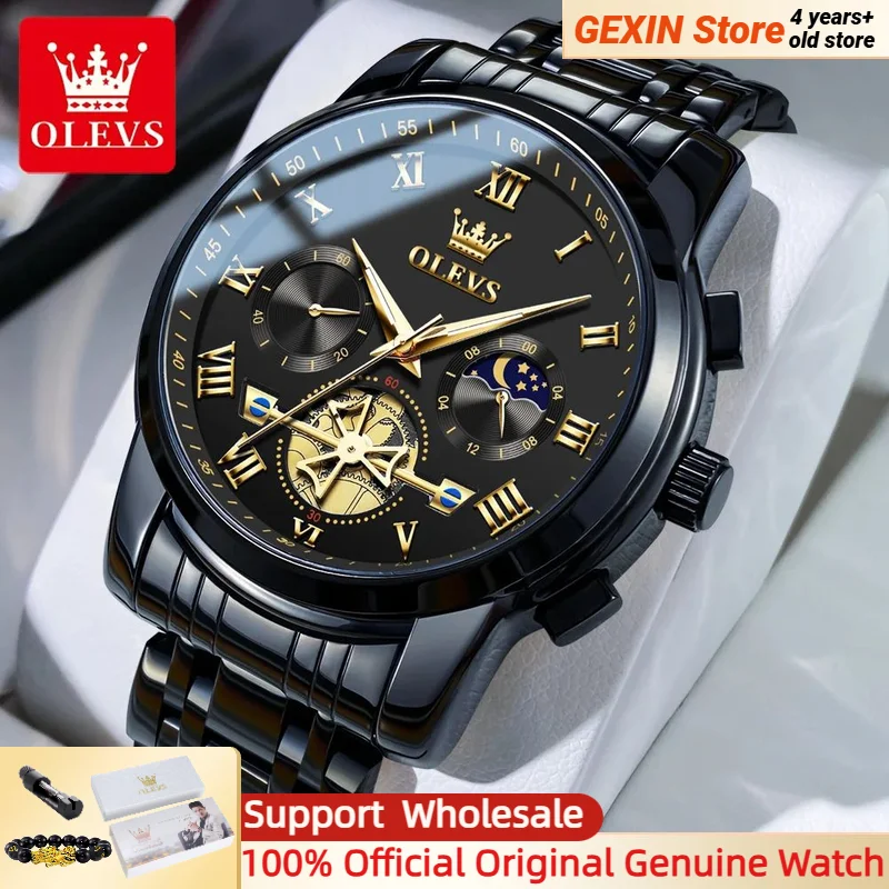 Olevs Herren uhr analog Quarz werk Business Edelstahl wasserdicht leuchtend Chronograph Tag Datum männliche Armbanduhren