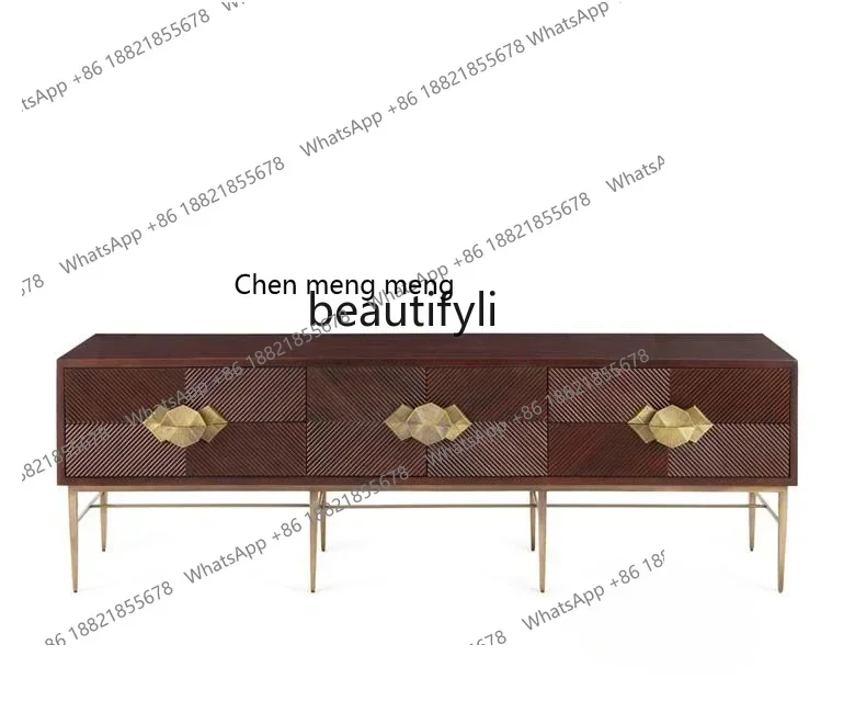 cc182Console Tables Curio Cabinet Hall Cabinet Partition Solid Wood Stainless Steel Classical Corridor Table Carved Cabinet