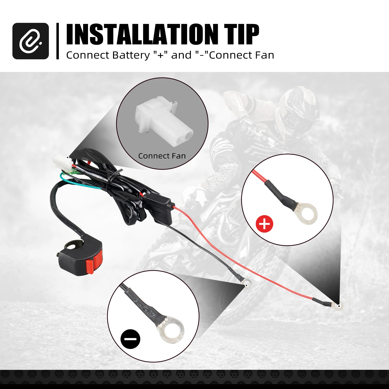 NICECNC For KTM SX 125 SX 250 SXF 450 2017-2025 Fan Cable with Switch Kit For Husqvarna TX 300 FX FC 350 450 GasGas EC 250F 350F