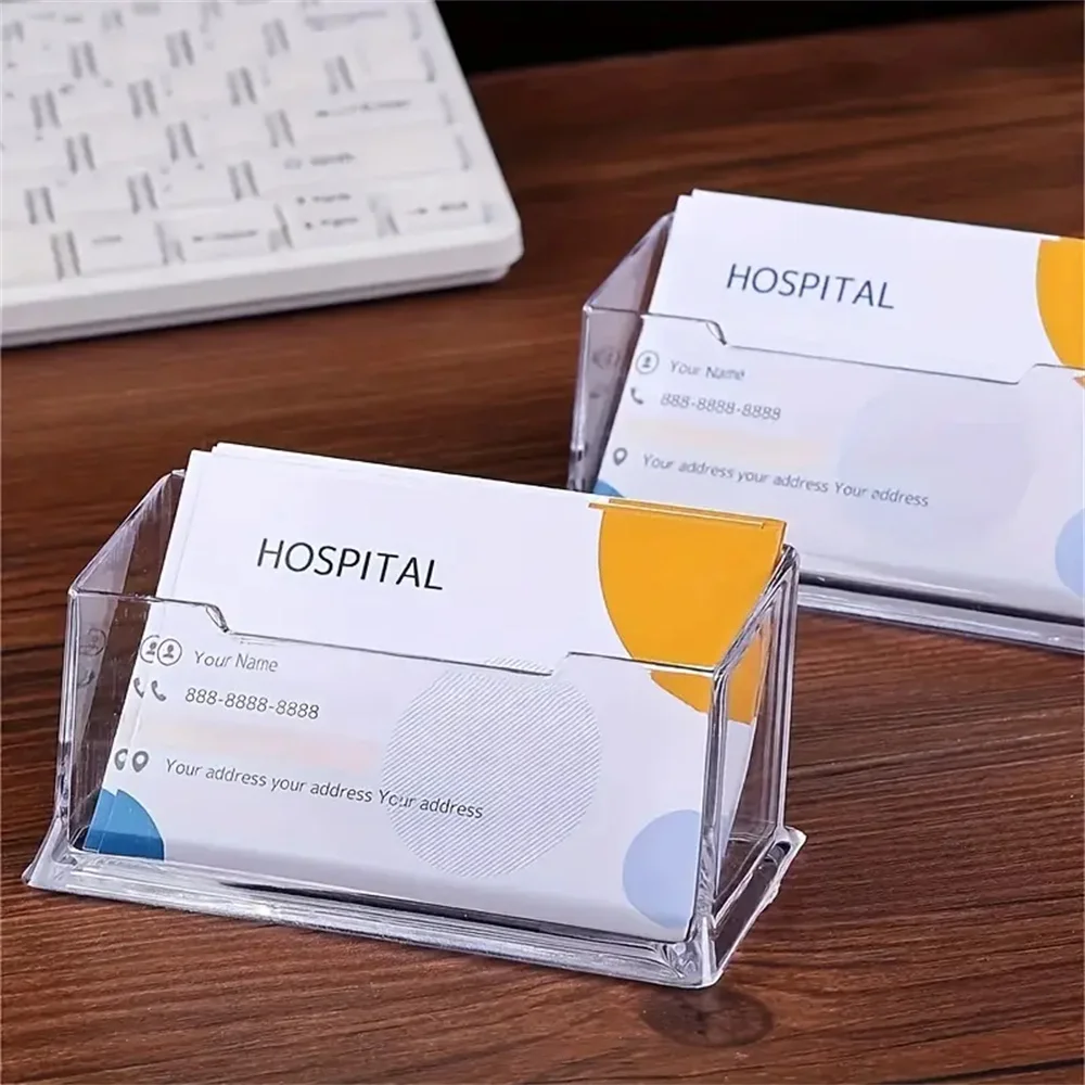 Business Card Holder Transparent Desktop Business Card Display Stand Box  Office Business Cards Holder Desk Shelf Storage Boxes