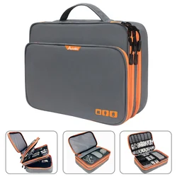 Organizador de accesorios electrónicos de tres capas, bolso de almacenamiento con bolsillo frontal, organizador de cables de viaje de gran capacidad para iPad