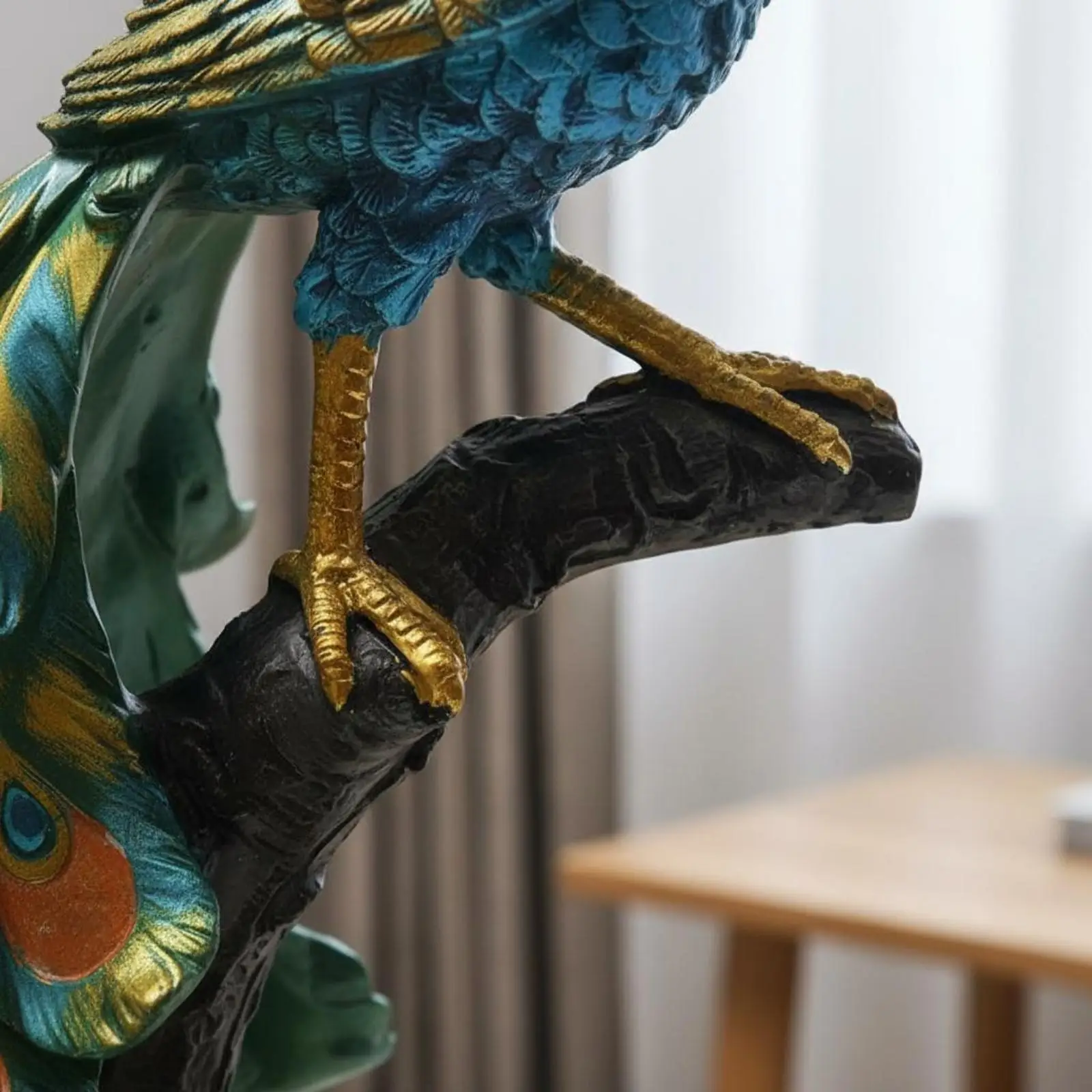2 Pieces Resin Peacock Ornament Elegant Style Peacock Figurine Desktop