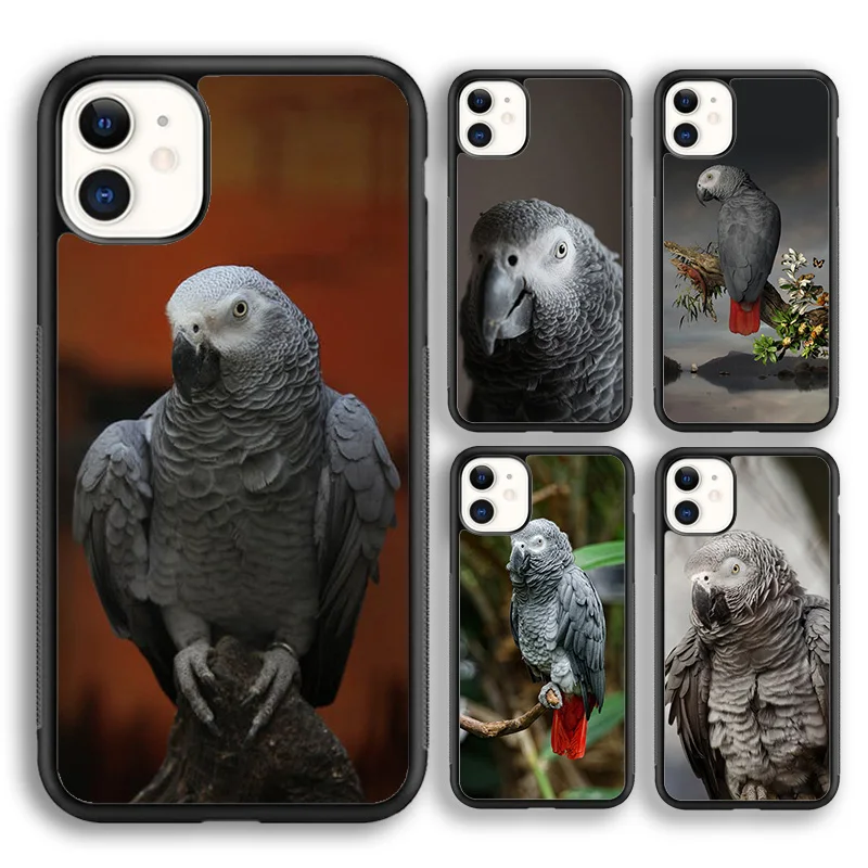 African Grey Parrot soft Phone Case Cover For iPhone 16 15 14 plus XS XR 11 12 mini 13 pro max coque Shell Fundas