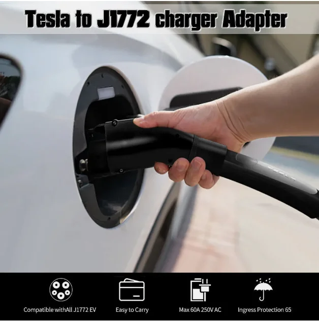 For to J1772 Fast Charging EV Charger Adapter Max 60A 250V Electric Vehicle AC for Model 3 X S Y Connector IP65 Portable
