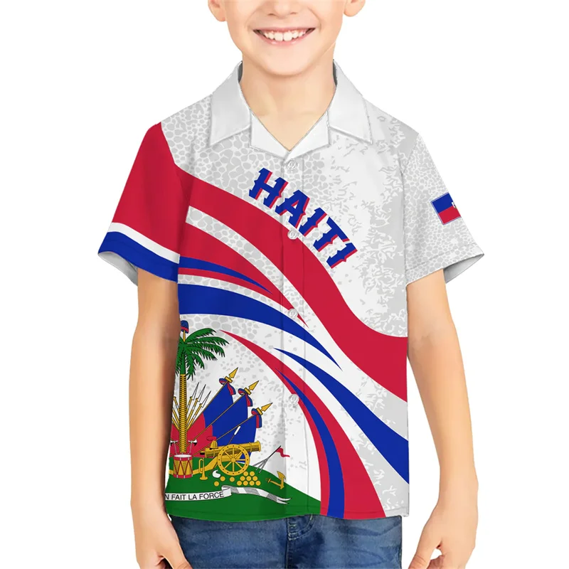 

3D Printed Hawaiian Shirts For Men Haiti Croatia Flag Coat Of Arms Shirts Casual Trendy Kid Ayiti Tops Street Women Clothes
