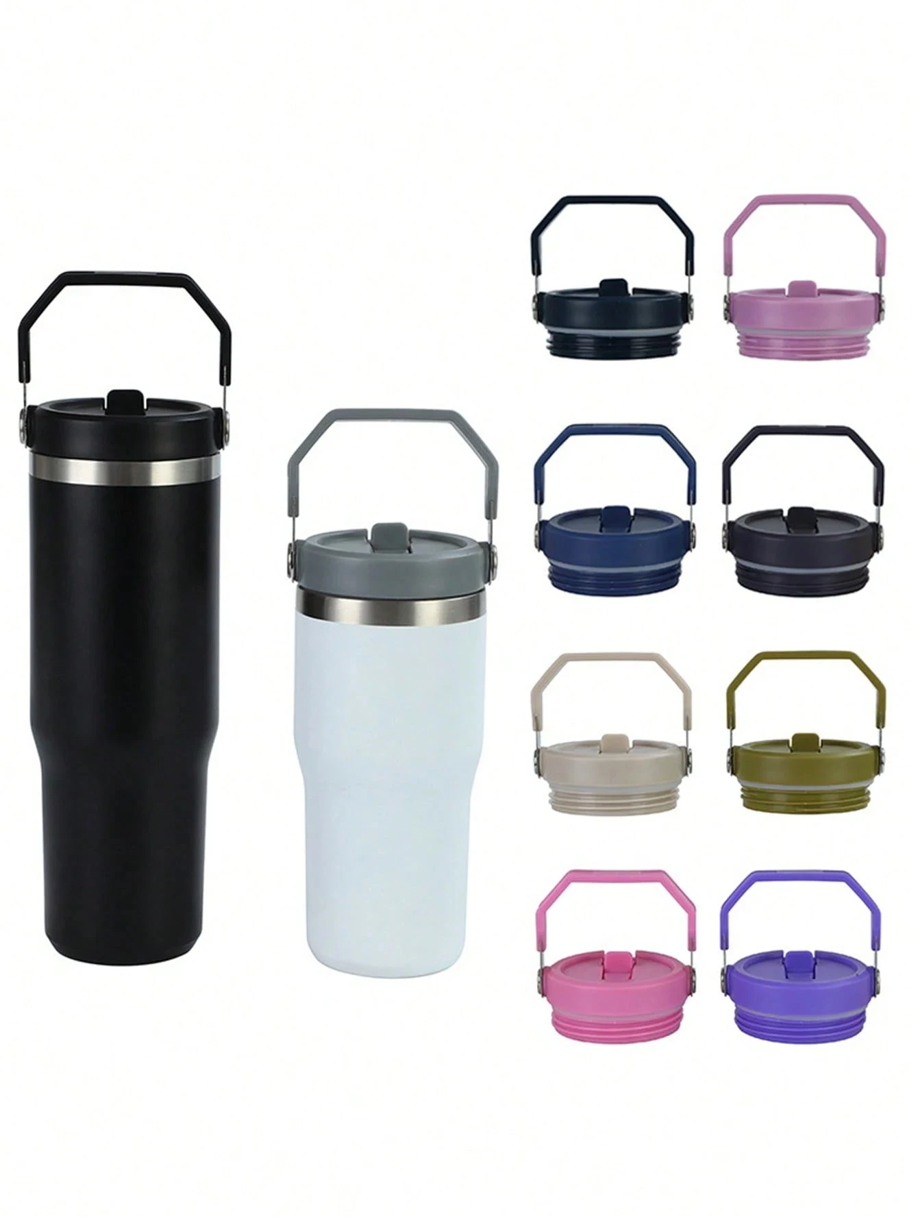 1 tapa para taza de 30 onzas con asa, adecuada para tazas de 40 onzas, a prueba de salpicaduras, a prueba de fugas, a prueba de derrames, reutilizable, con asa, adecuada para varias tazas.