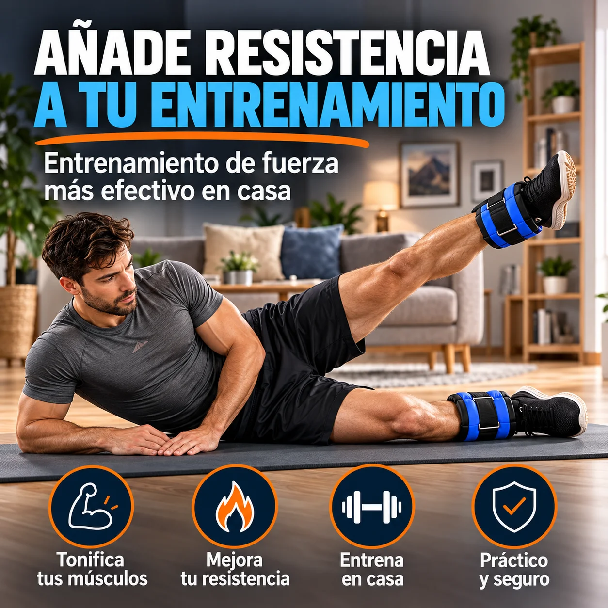 Pesas para Tobillos y Muñecas con Arena, Juego de 2 Lastres con Correas Ajustables de 0,5 a 8 kg (Peso Total del Par), Tobilleras Lastradas Azul y