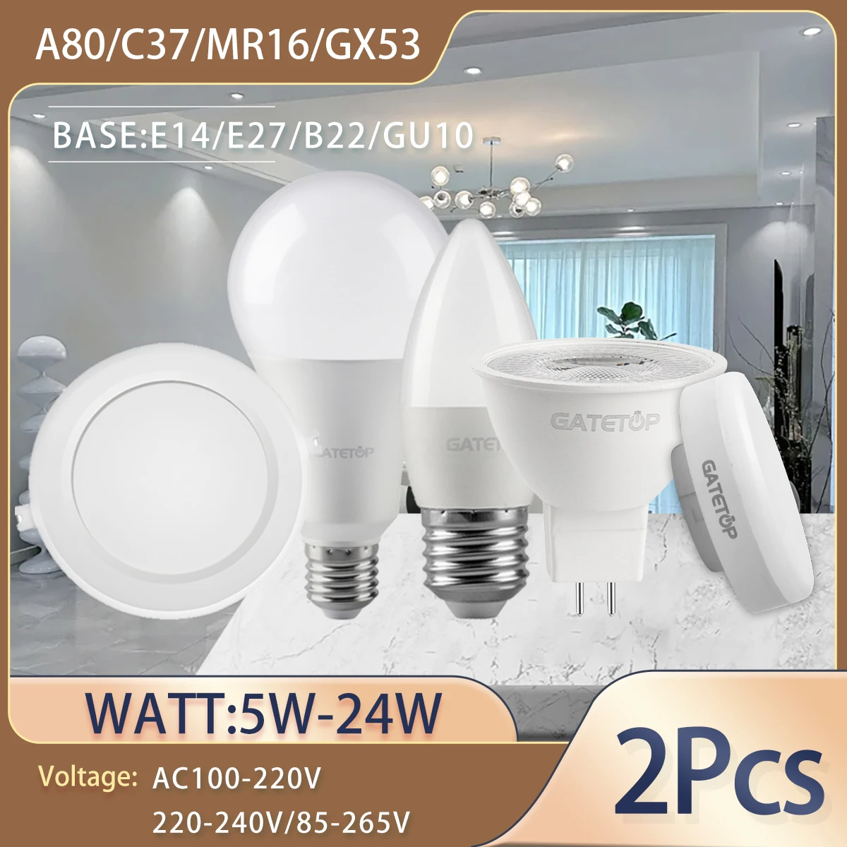 

2PCS Led Spotlight 18W MR16 AC100-240V Downlight Bulb E27 E14 Spot GU5.3 GU10 Lamp Lighting Indoor Home Decoration Bombillas