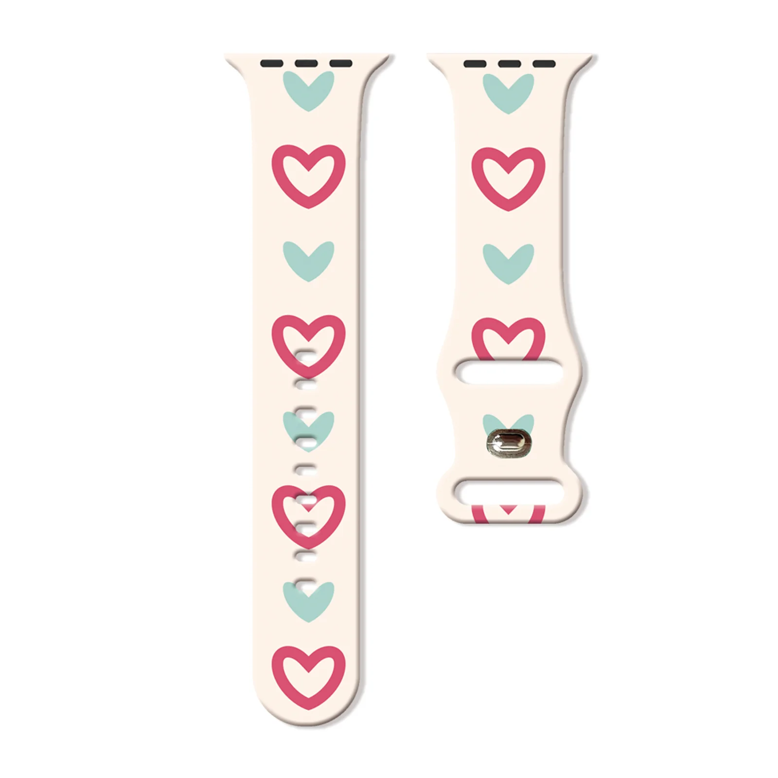 

Geometric Heart Print Strap for Apple Watch Series 10/9/8/7/SE - Romantic Series Soft Silicone Replacement Band 45mm 44mm 42mm