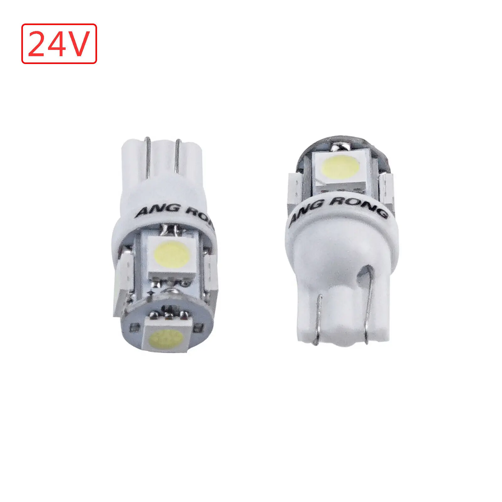 2pcs White T10 501 507 W5W 5 SMD LED Bulb Capless Side Light Lamps 24V HGV Truck