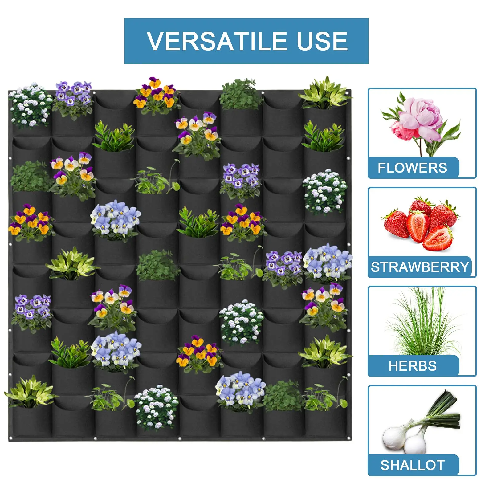 64 Pockets  Hanging Planter Bags, Wall Mounted Planting Grow Bags For Garden Outdoor Indoor Gardening Greening Flower Container