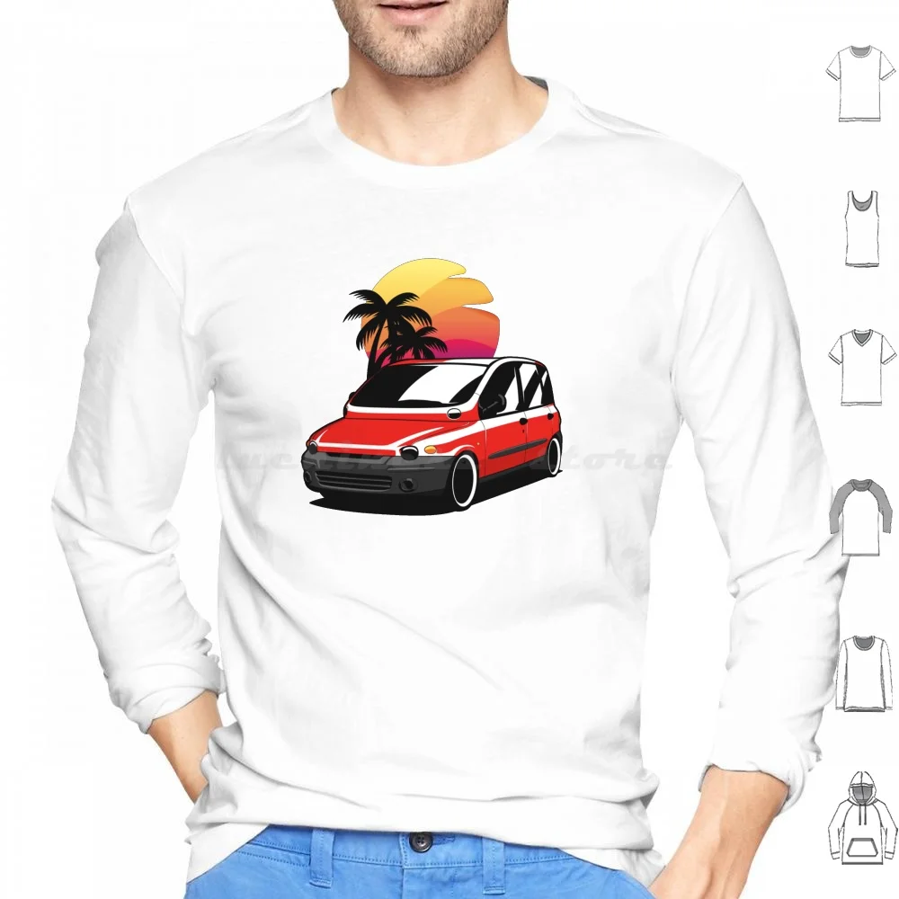 Red Multipla Sunset Hoodies Long Sleeve Car Auto Automotive Style Automobile Machine Drive Speed Unique Fun Cool