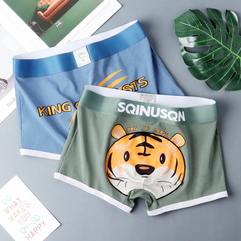 SQINUSQN New men\'s boxer panties Breathable men\'s underwear cute little tiger Comfortable Men Underpants size M-4XL