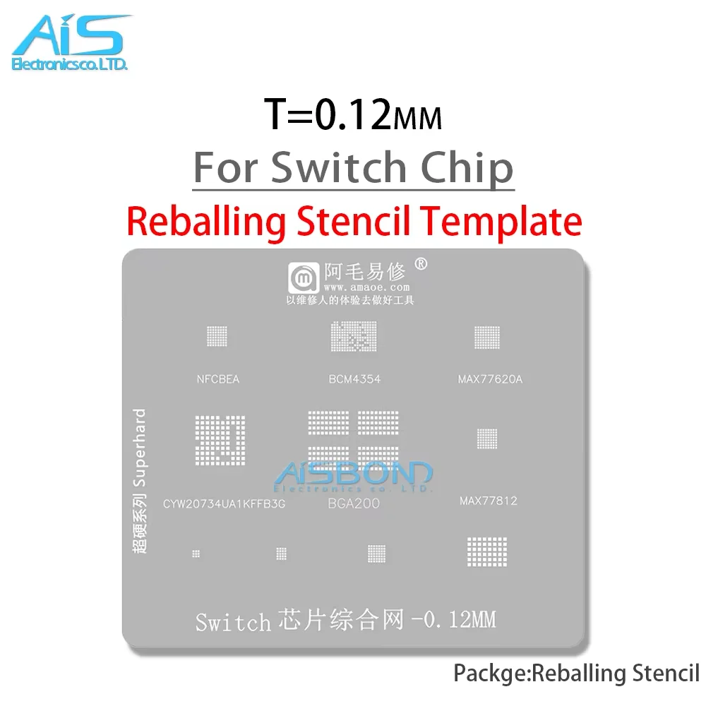 Amaoe SSD1 BGA Reballing Stencil Template For For Switch IC BGA200 NFCBEA BCM4354 MAX77620A MAX77812 CYW20734 T=0.12MM