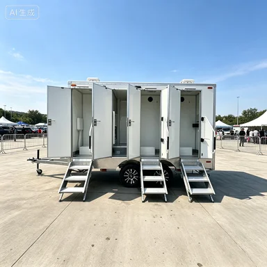 Heavy‑Duty 4 Stall Portable Mobile Restroom Trailer Luxury Toilet Unit For Event Construction Site Wedding Festival