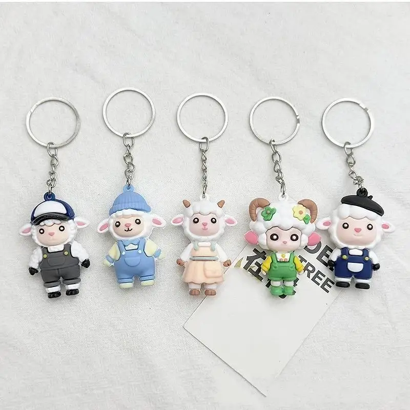 Adorable Cartoon Sheep Hanging Ornament PVC Craft Backpack Decor Accessory Sturdy Metal Buckle Novelty Kids Party Present
