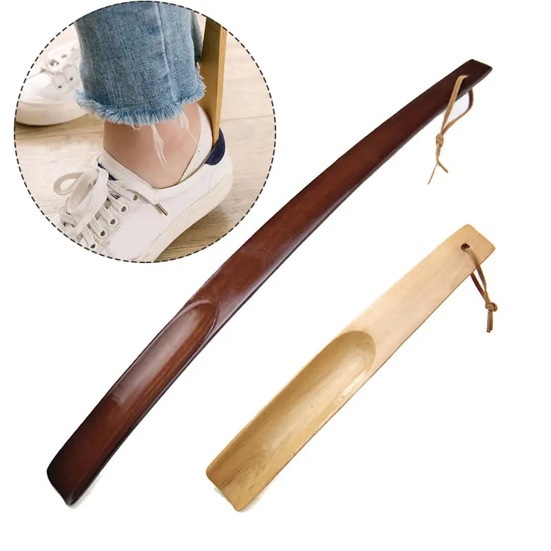 1 PC Durable Professional Wooden Shoe Horn Professional Shoe Spoon Home Tools Long Handle Shoehorn Useful Shoe Lifter