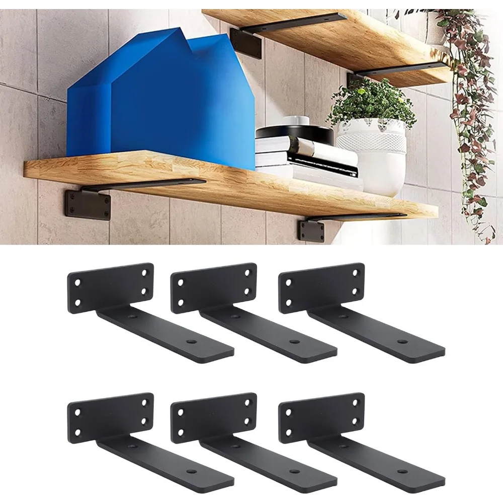 Metal Floating Shelf Brackets Wall Mount Heavy Duty Shelves Brackets 1/5 Inch Invisible L Brackets for Shelves Support