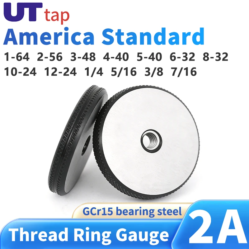 

UT TAP 1SET(1*GO+1*NOGO) 2A Thread Ring Gauge 1-64~12-24 1/4 5/16 3/8 7/16 1/2 9/16 5/8 3/4 1-8UNC Standard Precision Screw Gage