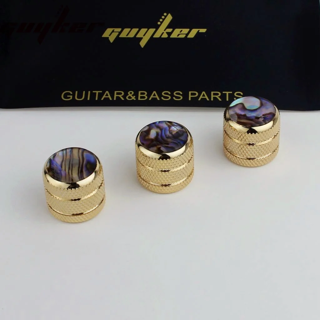 ABALONE PUSH-ON Guitar Knobs Coarse Knurl Electric Bass Potentiometer Cap