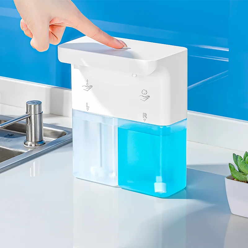 Automatic Transparent Foam Soap Dispenser Wall Mounted Double Head Bathroom Liquid Sanitizer Shampoo Shower Gel Container