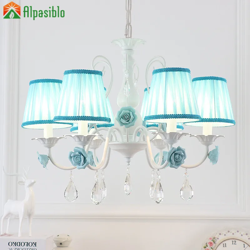 

Nordic Flower Crystal Chandelier Lamp Ceramics Pendant Lighting Bedroom Dinning Living Room LED Pendant Light Fixtures Luminaria