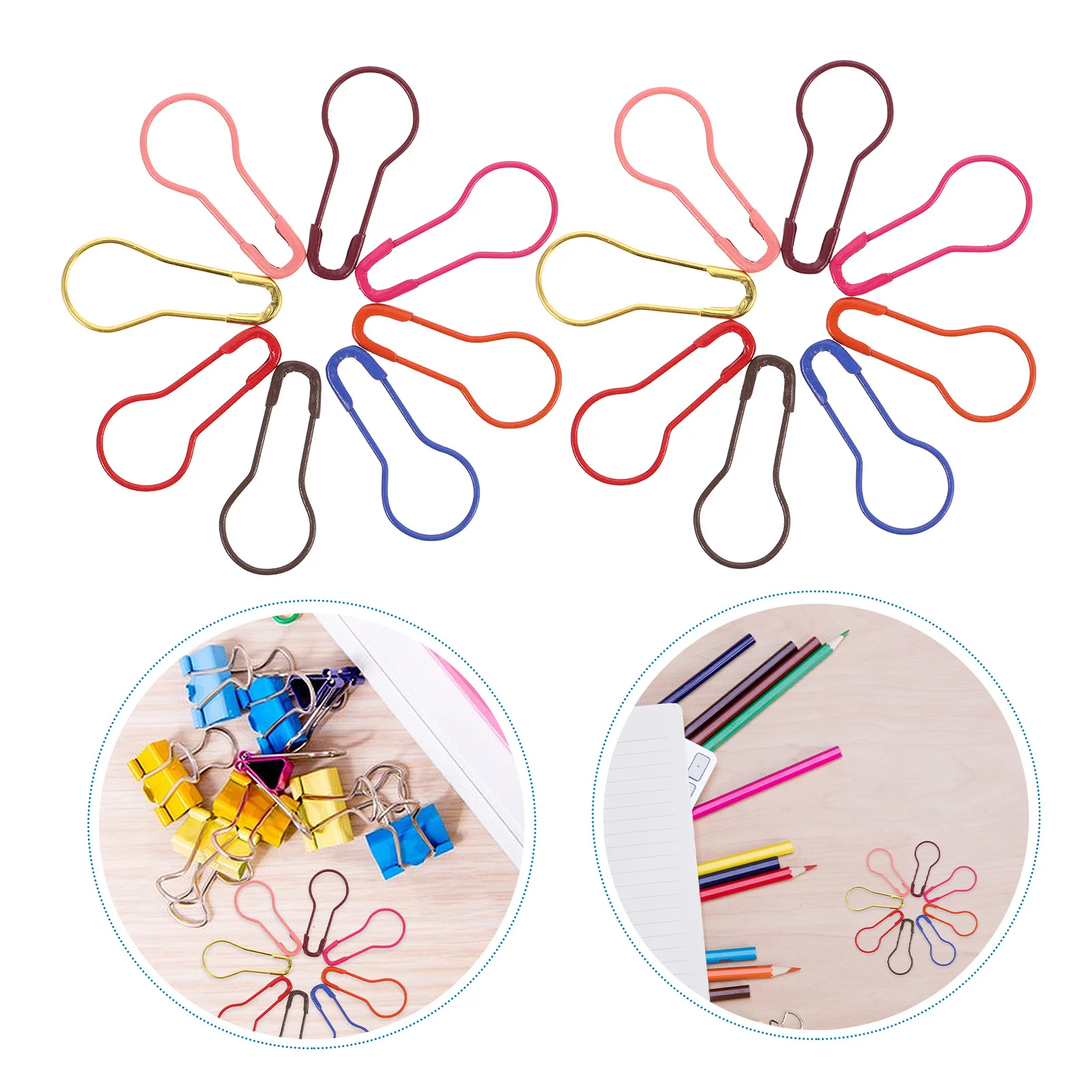 

500Pcs Gourd Shaped Colorful Metal Safety Pins Locking Stitch Markers for Knitting Clothes DIY Craft Accessories