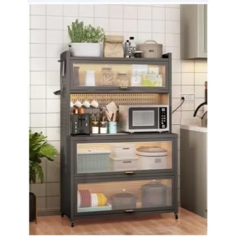 Factory Custom 5 Tier Kitchen Pantry Storage Cabinet Utility Storage Shelf Bookcase Microwave Rack Storage
