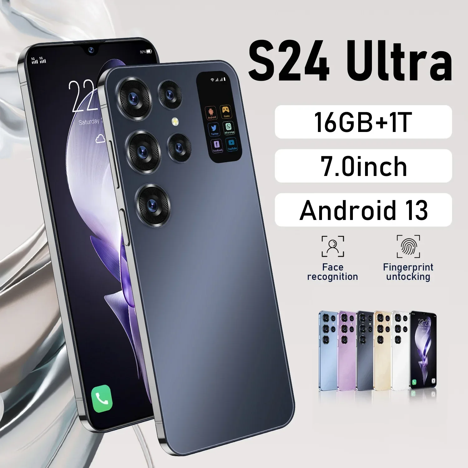 Nuevo teléfono inteligente Global S24 Ultra pantalla completa de 7,3 pulgadas 4G/5G teléfono móvil 22TB + 2TB 7800mAh teléfonos móviles originales