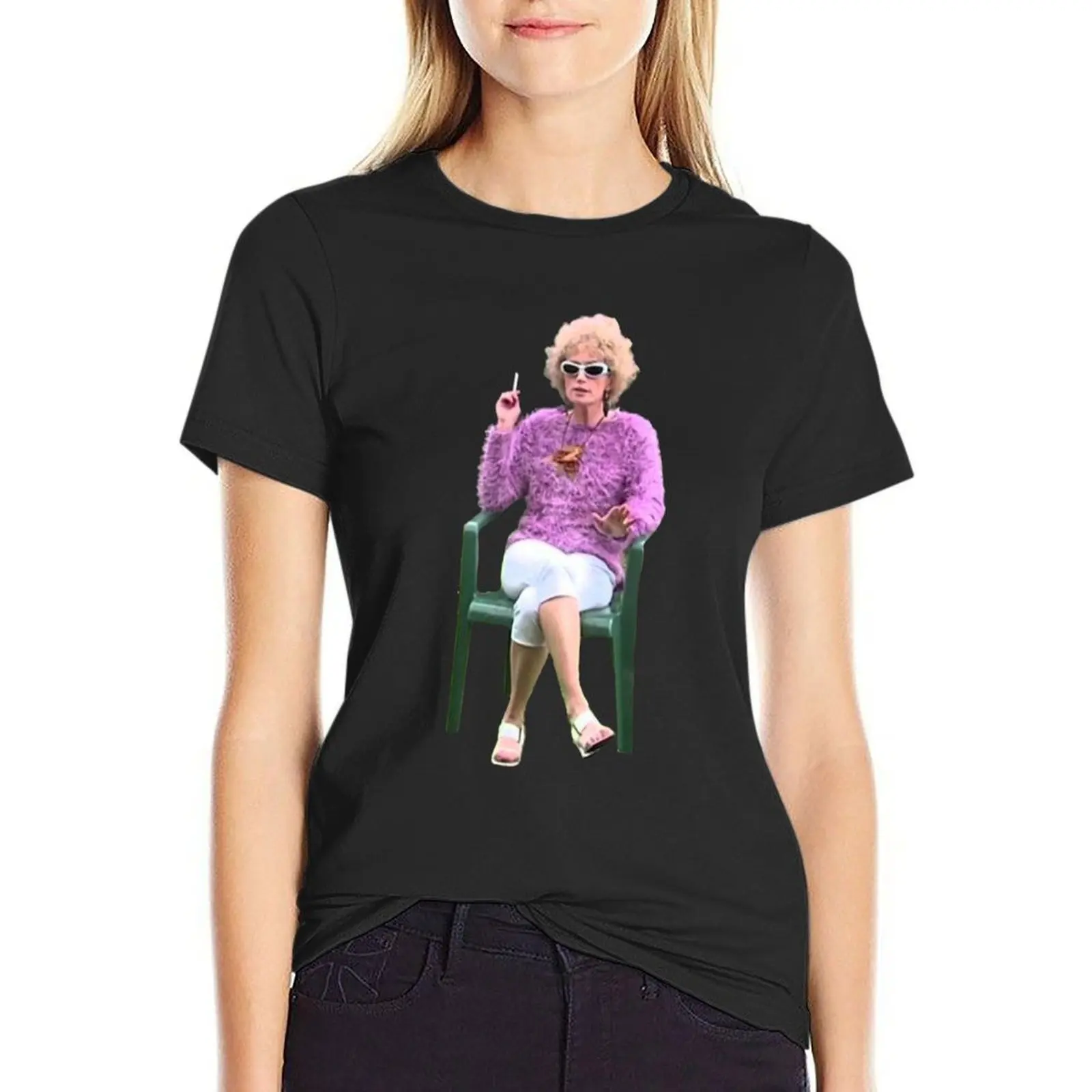 Kath and Kim Kath Having a Smoke T-Shirt hippie clothes tops anime clothes Top Women