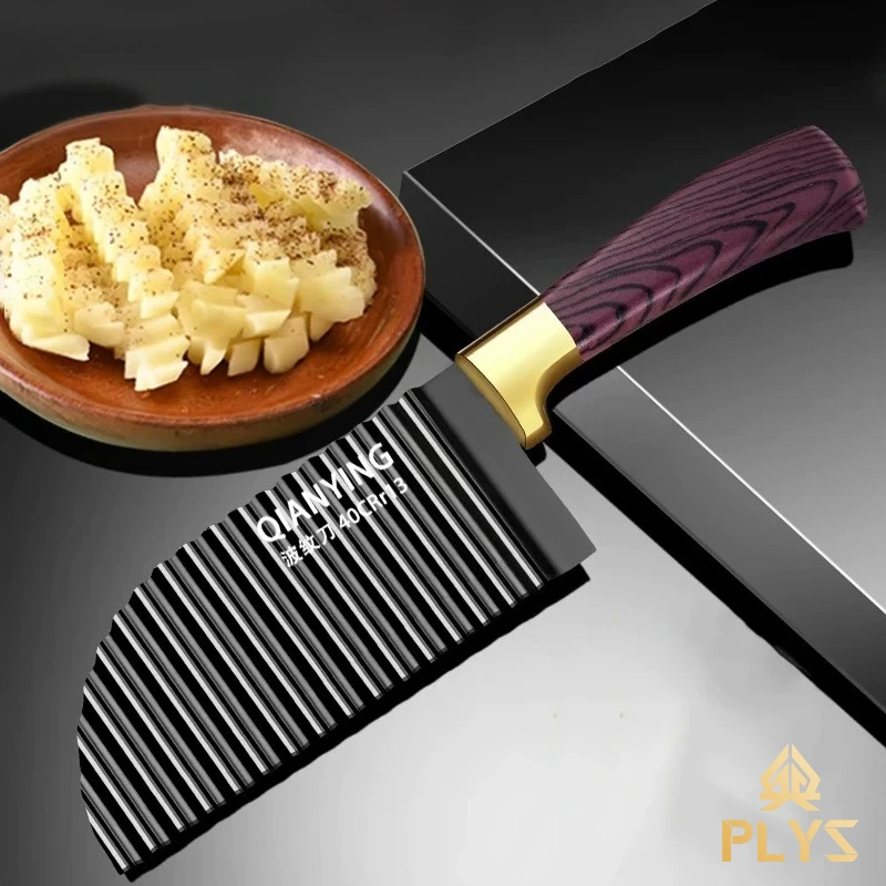 Welliges Messer, Gemüseschneidewerkzeug aus Edelstahl, Wolfszahn, Kartoffelmesser, Küchenblumenmesser, spezielles Messer für Pommes Frites