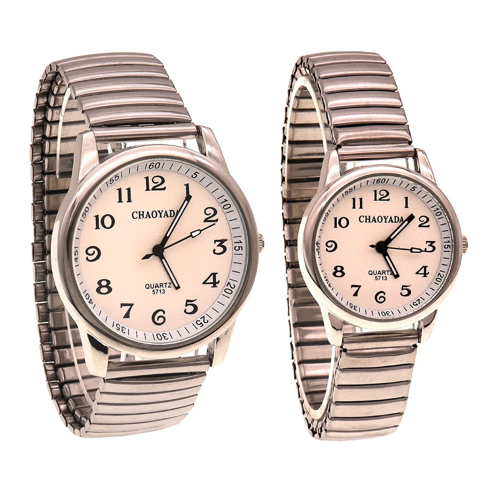 

Men Women Couple Lovers Flexible Elastic Strap Quartz Watch Simple Stainless Steel Electronic Big Digital Wristwatches