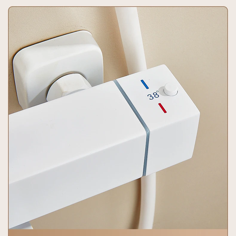 الأبيض ثرموستاتي نظام دش الحمام الساخن الباردة الحمام دش صنبور مجموعة الملحقات 12 بوصة نظام رأس دش الأمطار