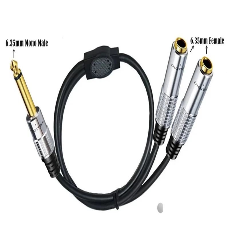 

6.35mm 1 male to 2 Female 6.35mm Cable 6.35mm TRS to Dual 6.35mm TS Mono Stereo Y-Cable Splitter Cord for Smartphone Computer