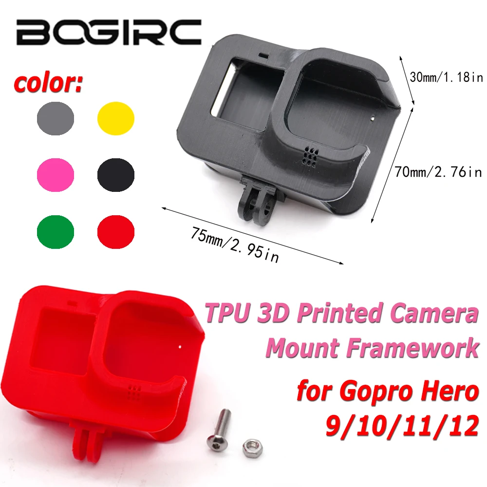 Soporte de Cámara Ajustable Impreso en 3D de TPU BOGIRC para Cámaras Gopro Hero 9/10/11/12, Accesorios para Drones de Carreras FPV RC