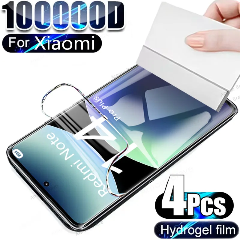 4 قطعة هيدروجيل فيلم ل Xiaomi Redmi نوت 14 برو زائد 13 12 11 حامي الشاشة Redmi 14C 13C A3 A1 A2 نوت 14 5G 4G 14s هلام فيلم