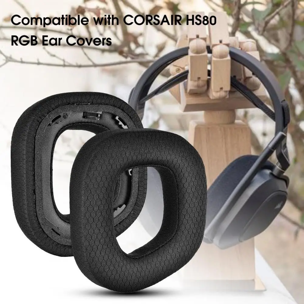 1 زوج سماعة وسادة ل CORSAIR HS80 RGB اللاسلكية سميكة مريحة الأسود بلوتوث متوافق سماعة الأذن وسادة