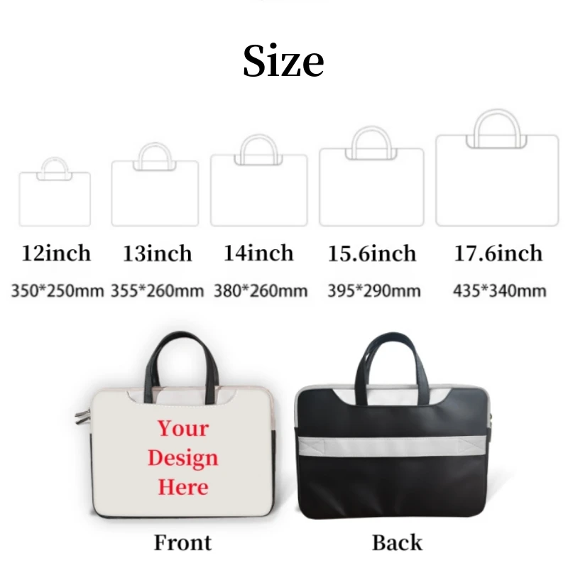 Custom Laptop Bag Cover PU Laptop Sleeve Handle Bag 12 13 14 15 17 Inch for Macbook/HP/Asus/Acer/Lenovo Carrying Bag Accessories