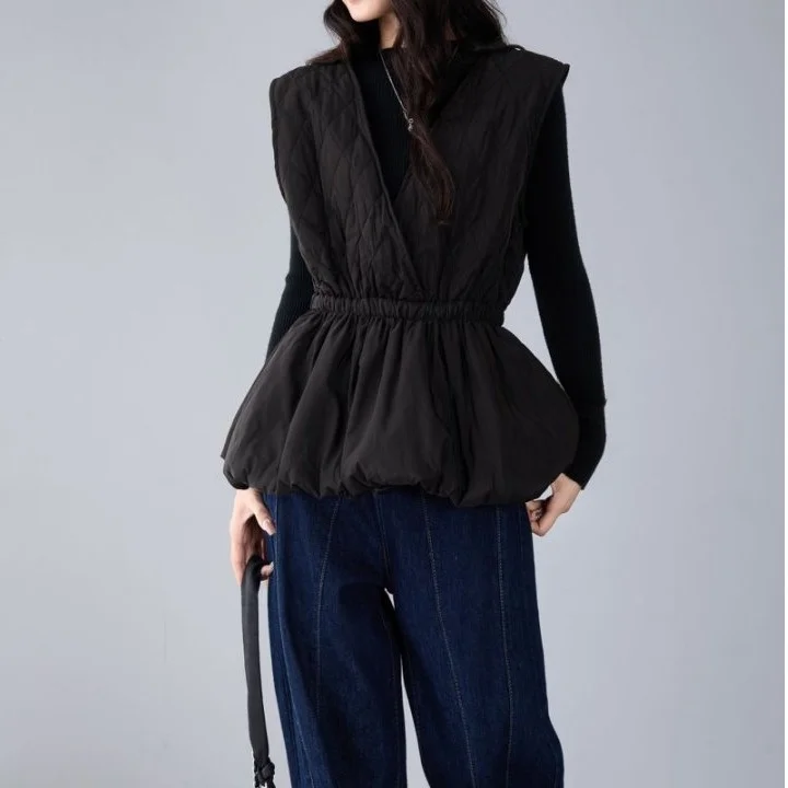 

Actual ot Spring Autumn ex Svel V-Ne Diamond Pattern Cotton Vest Top Faionable Casual Wear for Women