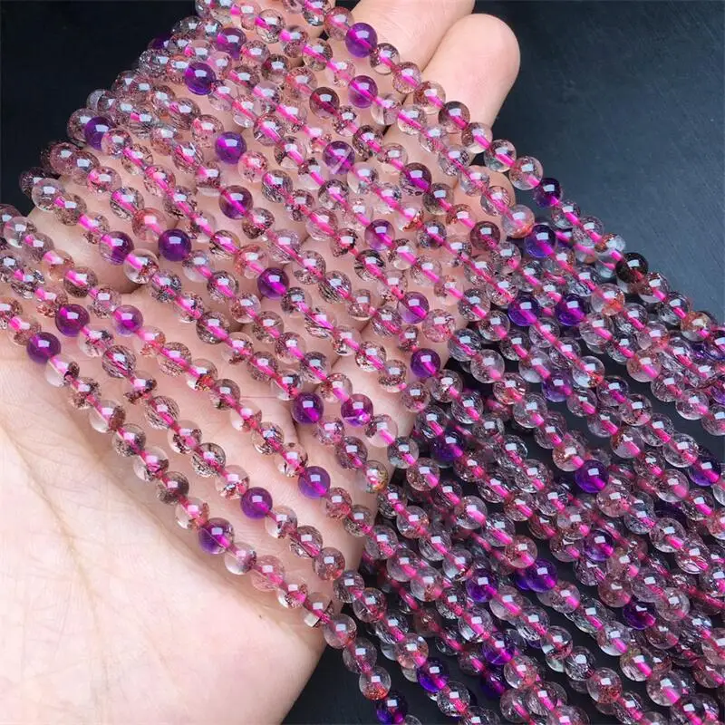 4.9MM Natural Super Seven Quartz Triple Circle Bracelet Handmade Stretch Rope Luxury Jewelry Energy Healing Gift 1PCS