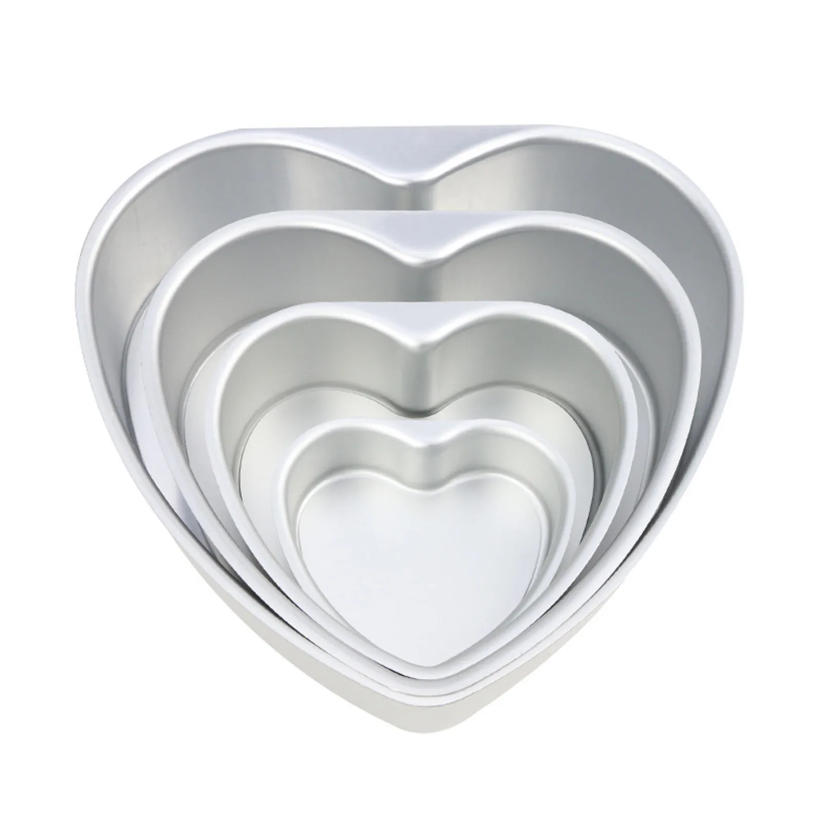 

4/6/8/10 Inch Heart-Shaped Cake Pan Set With Removable Bottoms Aluminum Cake Mold Perfect For Birthdays Christmas Party