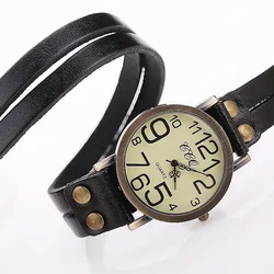 Reloj de pulsera de cuero de vaca para hombre y mujer, accesorio de marca de lujo, de cuarzo, Estilo Vintage, venta al por mayor, 2024